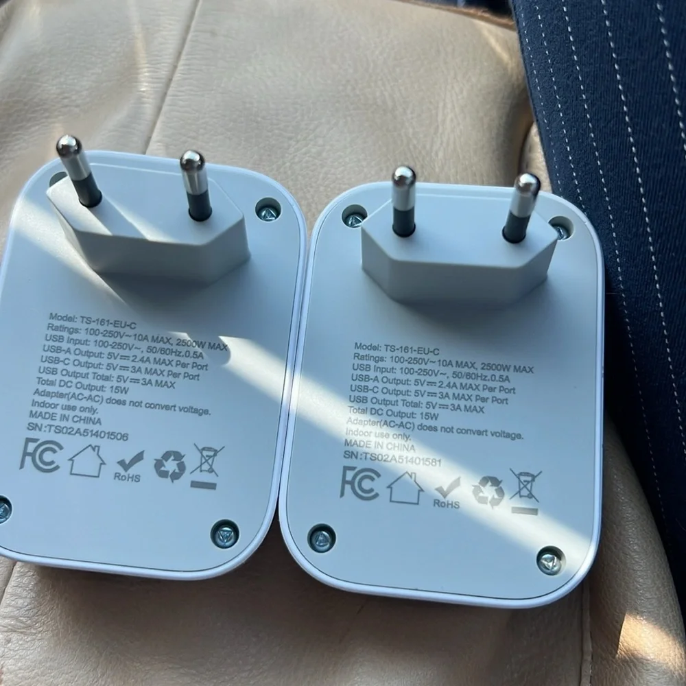 Europe Travel Plug Adapter USB C US to EU Power Charger for France Italy Spain.